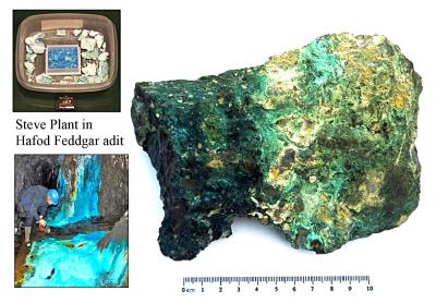 Copper staining, Hafod Feddgar. (CWO) Bill Bagley Rocks and Minerals
